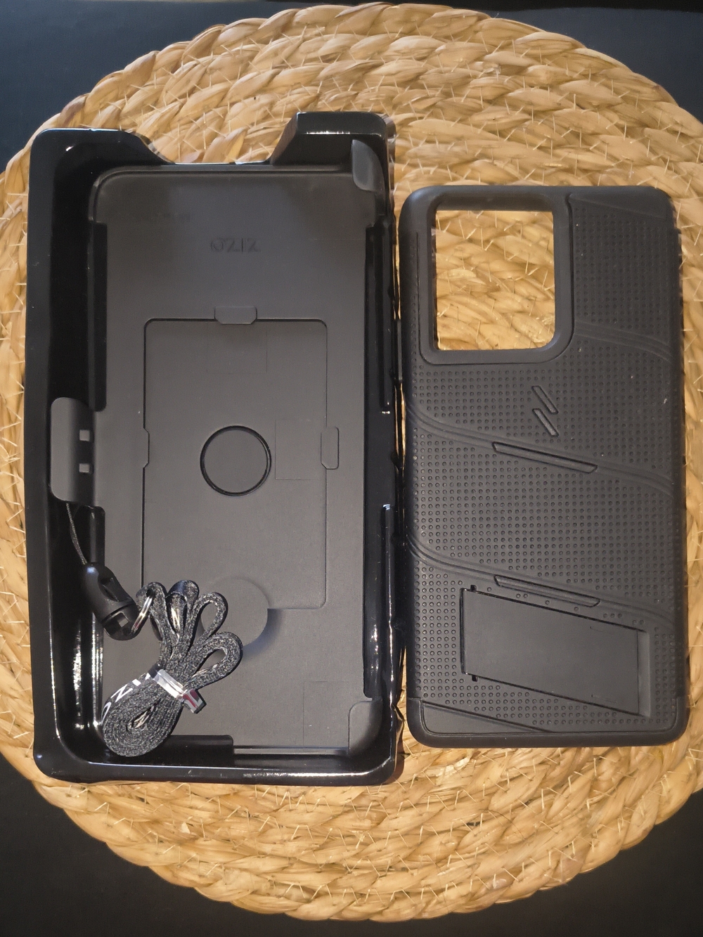 Black Protective Phone Case with Kickstand and Lanyard ZIZO 4 Moto G Power 2025
